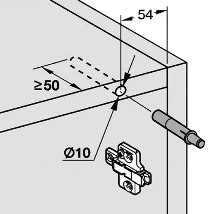 Häfele Amortiguador de puerta para muebles - profundidad de entrada: 50 mm, Plástico - Primer plano