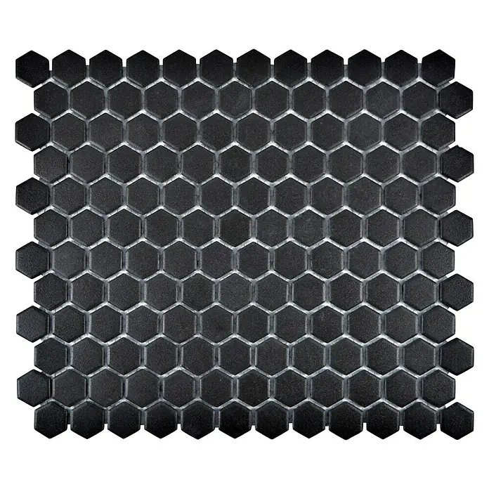 Mosaikfliese Hexagon Uni CU HX089 - 26 x 30 cm, Schwarz, Matt - Ansicht von oben