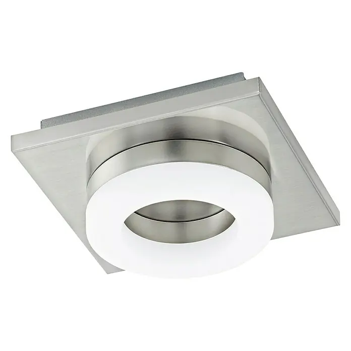 Eglo LED-Wand- & Deckenleuchte Bressanone - 3,8 W, L x B x H: 14,5 x 14,5 x 5,5 cm, Nickel matt, Warmweiß