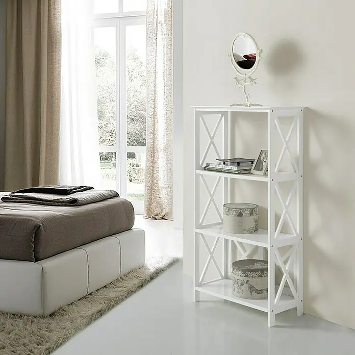 Estantería de madera Victoria 4 baldas - An x Al: 60 x 111 cm, Madera, Blanco