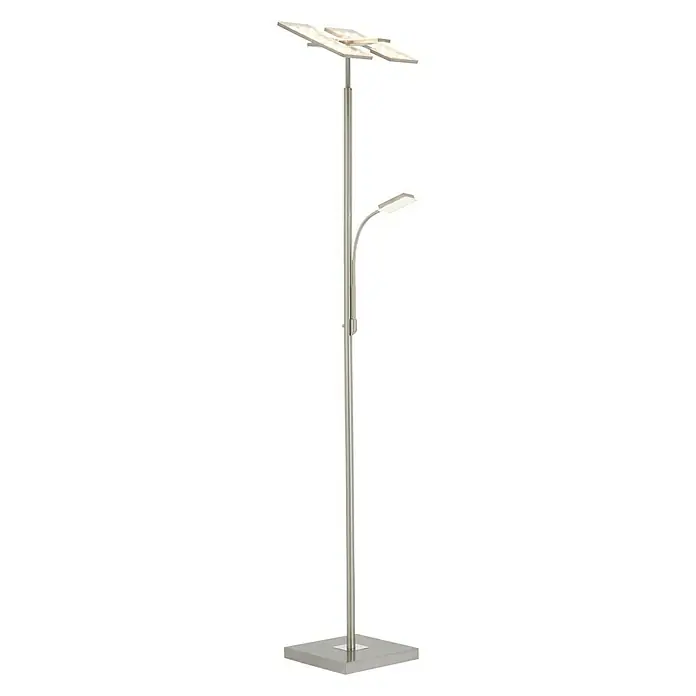 Brilo Lámpara de pie LED Budapest Carcasa cuadrada - 35 W, Altura: 180 cm, Níquel mate