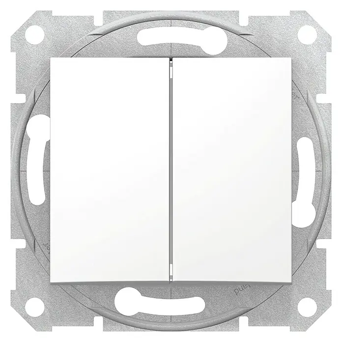 Schneider Electric Sedna Conmutador doble - Blanco, Empotrado, Plástico, 10 AX