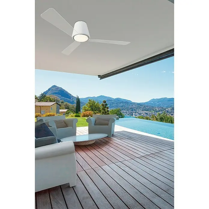Leds-C4 Ventilador de techo Garbí - 132 cm, Blanco, Transparente, 30/21,8 W
