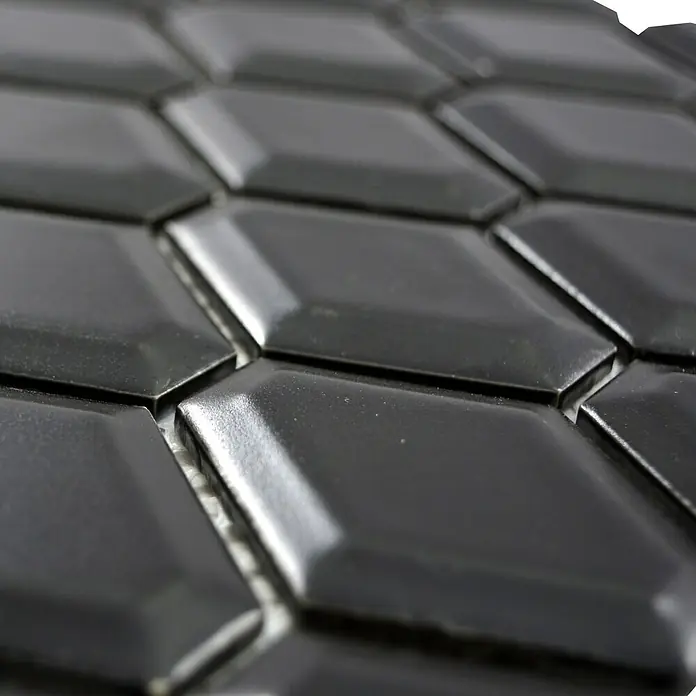 Mosaikfliese Diamant CG MD 7BM - 25,2 x 26,5 cm, Schwarz, Matt - Detailaufnahme
