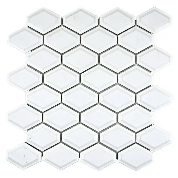Mosaikfliese Diamant CG MD 1WG - 25,2 x 26,5 cm, Weiß, Glänzend - Ansicht von oben
