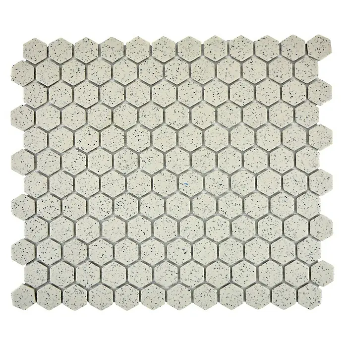 Mosaikfliese Hexagon Uni CU HX208S - 26 x 30 cm, Cremeweiß, Matt - Ansicht von oben