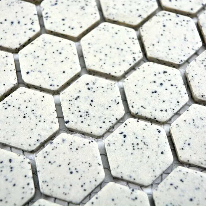 Mosaikfliese Hexagon Uni CU HX208S - 26 x 30 cm, Cremeweiß, Matt - Detailaufnahme