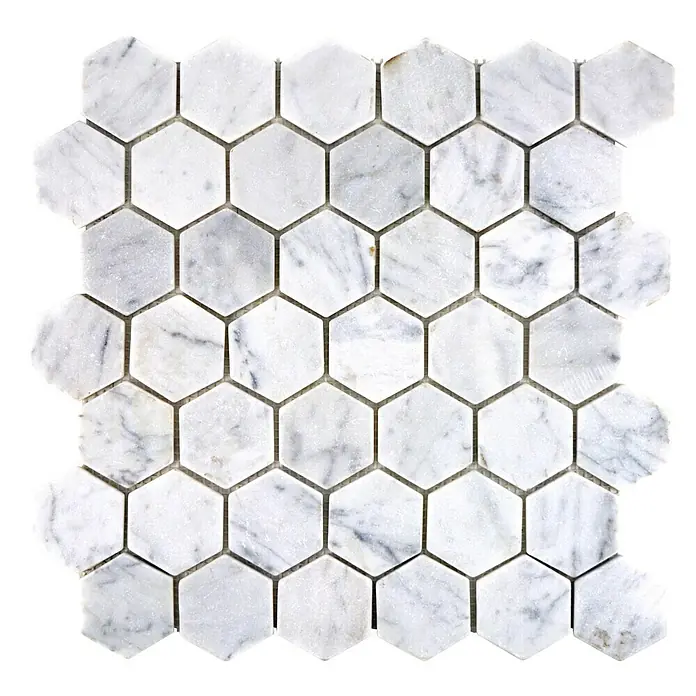 Mosaikfliese Hexagon Uni MOS HXN 2000 - 29,8 x 30,5 cm, Weiß, Matt - Ansicht von oben