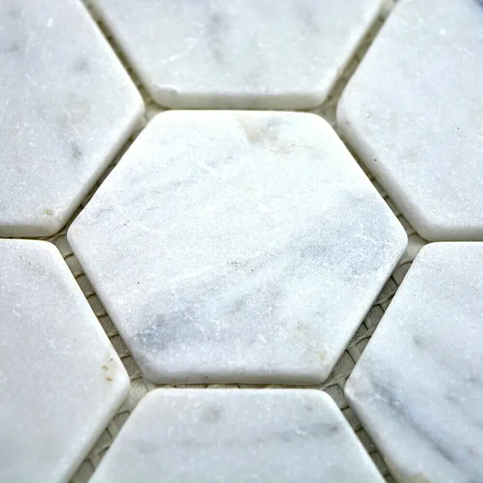 Mosaikfliese Hexagon Uni MOS HXN 2000 - 29,8 x 30,5 cm, Weiß, Matt - Detailaufnahme