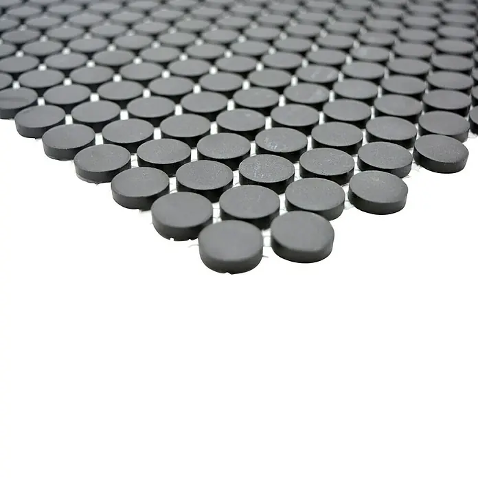 Mosaikfliese Knopf Uni CU K217 - 31,5 x 29,4 cm, Schwarz, Matt - Detailaufnahme