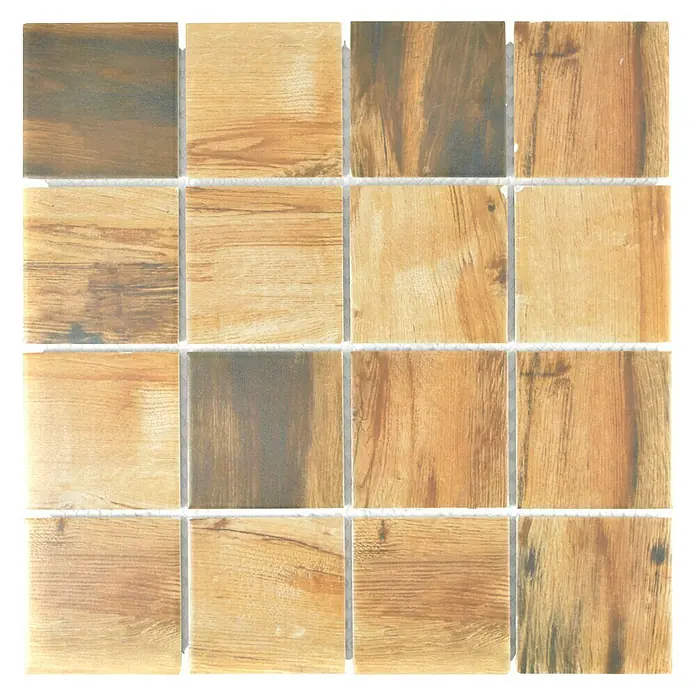 Mosaikfliese Quadrat Holz CIM Q73 WD - 30,6 x 30,6 cm, Braun, Matt