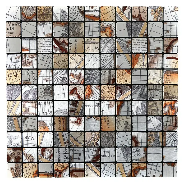 Selbstklebemosaik SAM 4MAP25S - 29 x 29 cm, Metall, Silber - Ansicht von oben