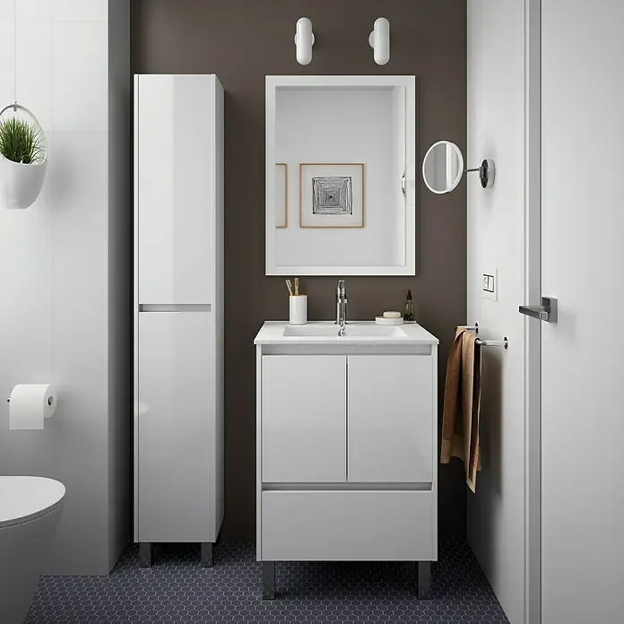 Mueble de lavabo Isla - L x An x Al: 45,5 x 59,8 x 86,8 cm, Blanco