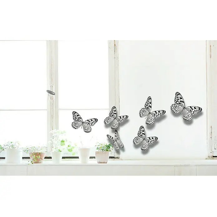 Adhesivos decorativos 3D - Mariposas, Negro/blanco