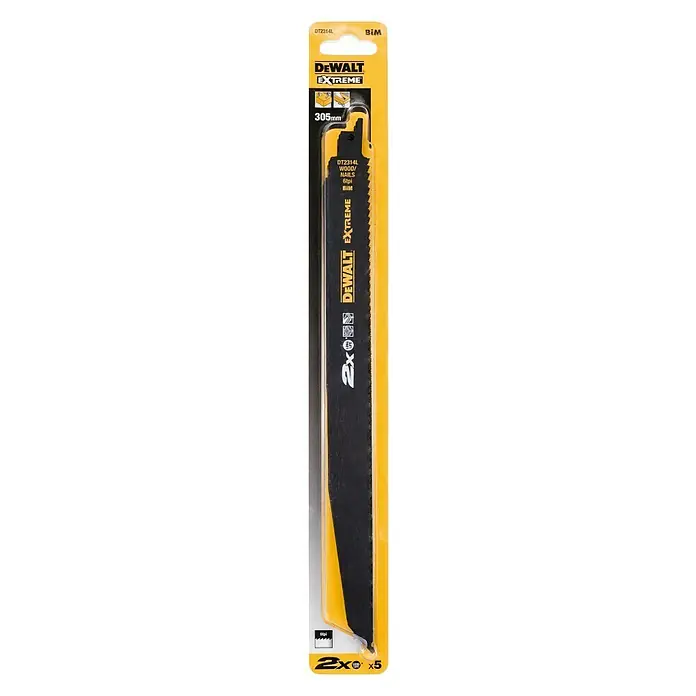 Dewalt Hoja de sierra de sable DT2314L-QZ - Madera gruesa, 5 pzs., Largo: 305 mm