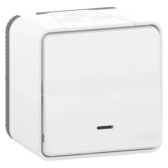 Schneider Electric Pulsador con LED Mureva Styl - Blanco, Montaje en la pared, 10 AX