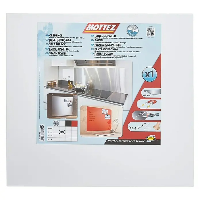 Mottez Protector de pared de cocina - Blanco, 60 x 65 cm