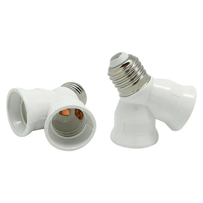 Electraline Casquillo para lámparas doble - E27, Blanco, Plástico