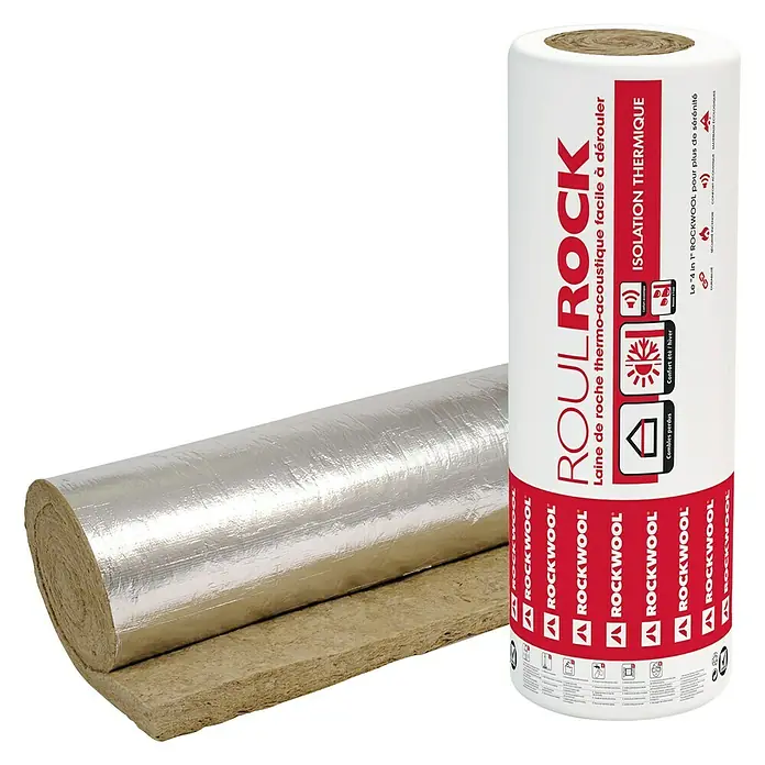 Rockwool Lana de roca con aluminio Roulrock ALU - 6 m x 1,2 m x 8 cm