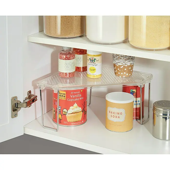 Organizador angular con pies Linus - L x An x Al: 34,1 x 15,3 x 22,6 cm, Transparente