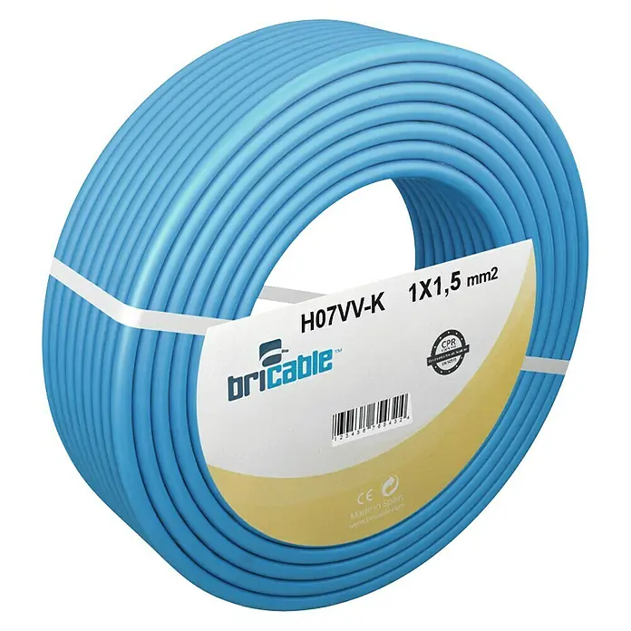 Bricable Cable unipolar neutro - H07V-K1x1,5, 25 m, Azul