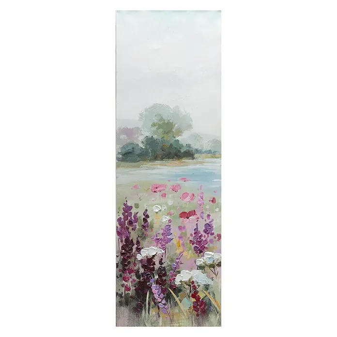 Cuadro pintado a mano Dipinto Flower landscape - Paisaje con flores, An x Al: 30 x 90 cm