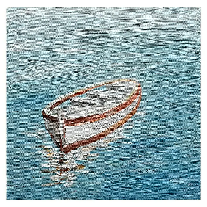 Cuadro pintado a mano Dipinto White boat - Barca blanca, An x Al: 30 x 30 cm