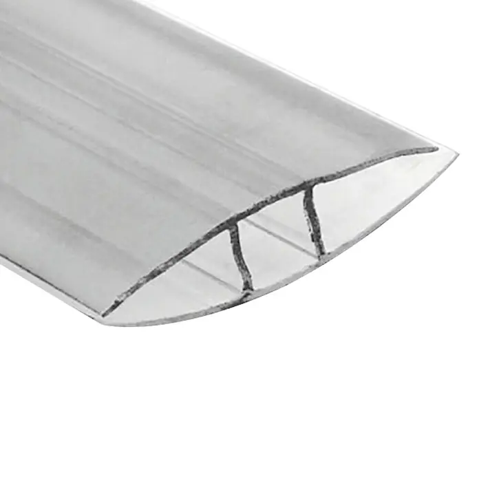 Perfil en H para placas de policarbonato 6 mm - 3 m x 63 mm x 6,9 mm, Policarbonato, Transparente