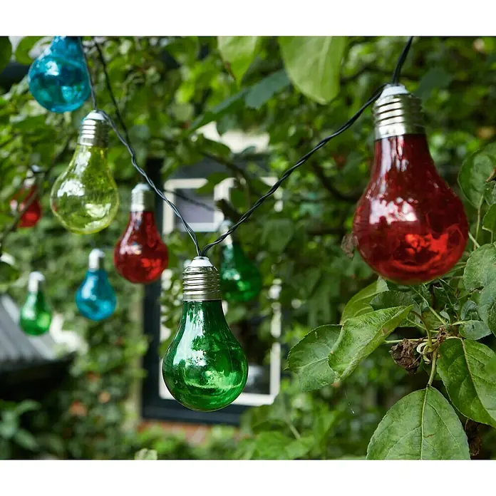 Luxform Guirnalda luminosa LED de bombillas multicolor - Para exterior, 300 cm, 10 luces, Color de luz: Multicolor