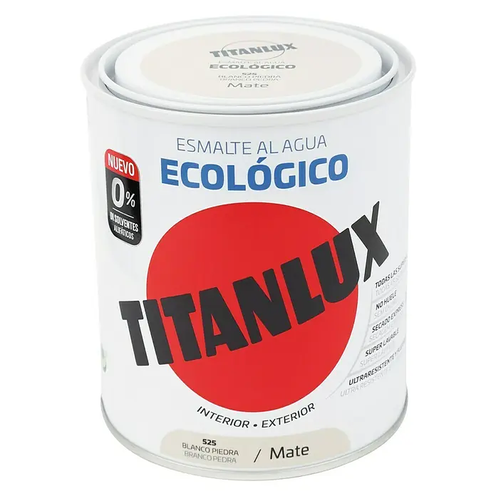 Titanlux Esmalte de color Eco - Blanco piedra, 750 ml, Mate