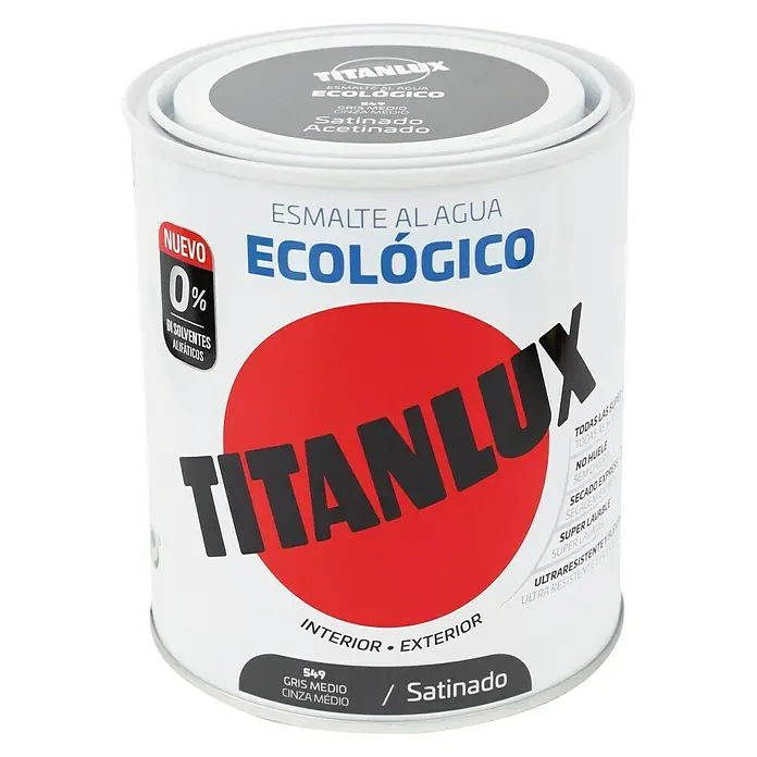 Titanlux Esmalte de color Eco - Gris medio, 750 ml, Satinado