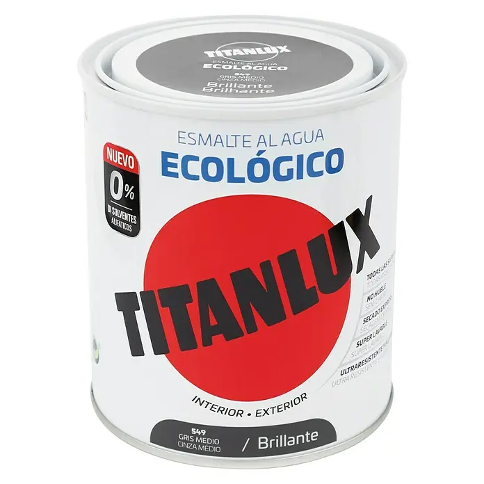 Titanlux Esmalte de color Eco - Gris medio, 750 ml, Brillante