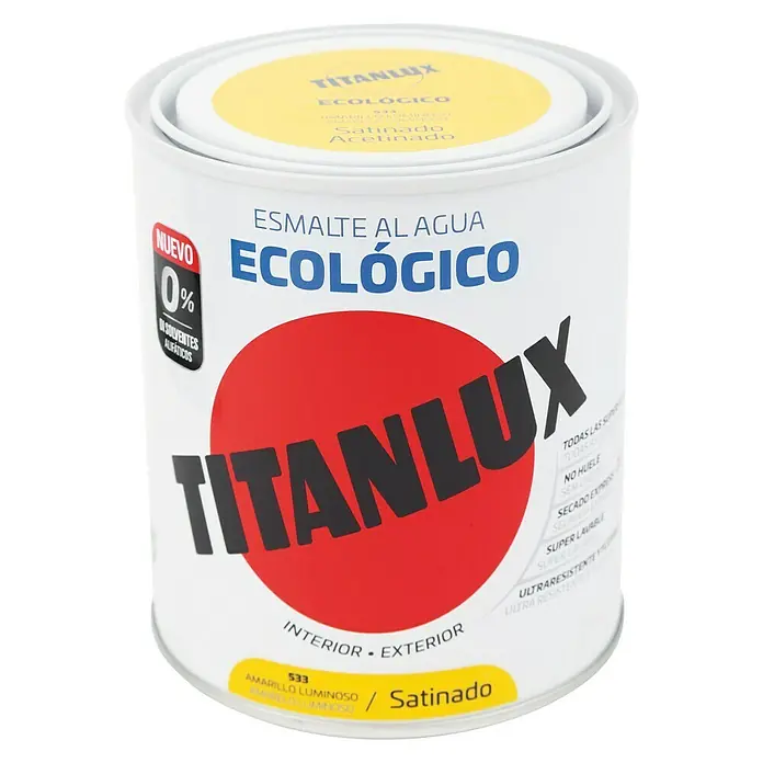 Titanlux Esmalte de color Eco - Amarillo luminoso, 750 ml, Satinado