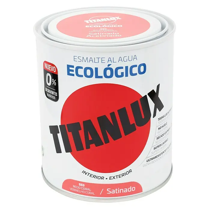 Titanlux Esmalte de color Eco - Rojo coral, 750 ml, Satinado
