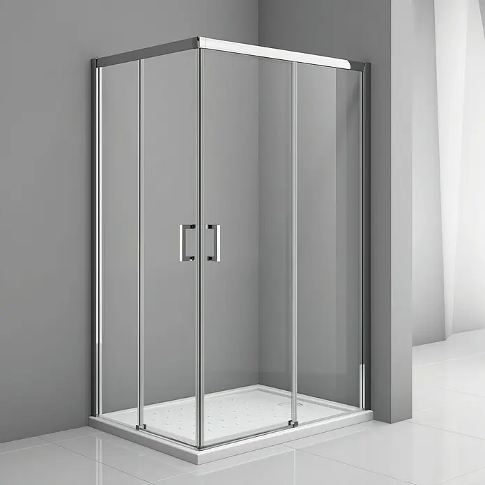 Mampara de ducha esquinera Skyler - L x An x Al: 70 x 100 x 185 cm, 8 mm, Cromo