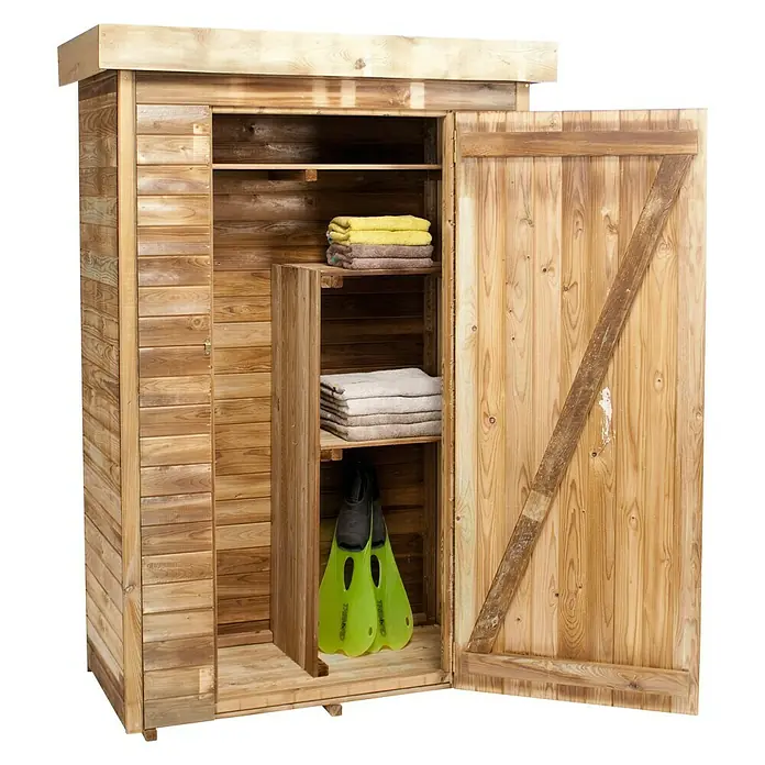 Forest-Style Armario de jardín Theo - Natural, 131 x 60 cm, Puerta de una hoja