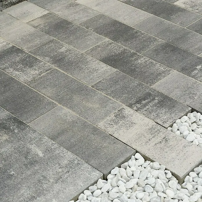 EHL Pflasterstein Cala Klassik - Weiß/Anthrazit nuanciert, 40 x 16 x 6 cm, Rechteckig - Linke Seitenansicht