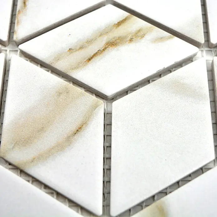 Mozaïektegel kubus Diamond CIM POV CT - 26,6 x 30,5 cm, Beige/Bruin/Wit, Mat - Close-up
