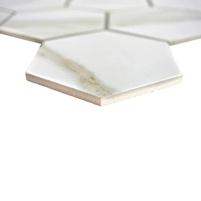 Mosaikfliese Hexagon CIM HX9 CT - 25,6 x 29,55 cm, Beige/Braun/Weiß, Matt - Detailaufnahme