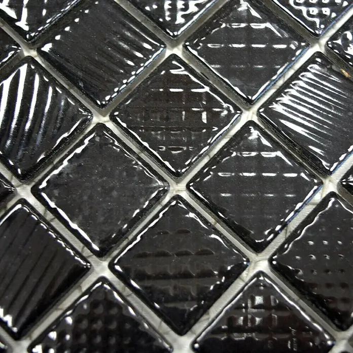 Mosaikfliese Quadrat CG 123 - 29,8 x 29,8 cm, Schwarz, Glänzend - Detailaufnahme