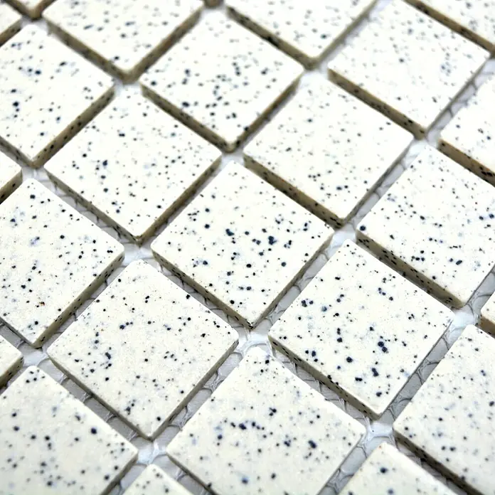 Mosaikfliese Quadrat Uni CU QR208 - 33 x 30,2 cm, Cremeweiß, Matt - Detailaufnahme