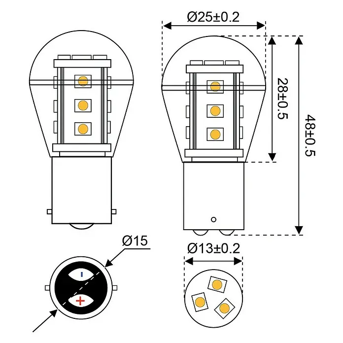 Talamex Ledlamp voor boten - 1,6 W, 10 V - 30 V, Sokkel: BA15D, Lichtkleur: Warm wit, G (A tot G)