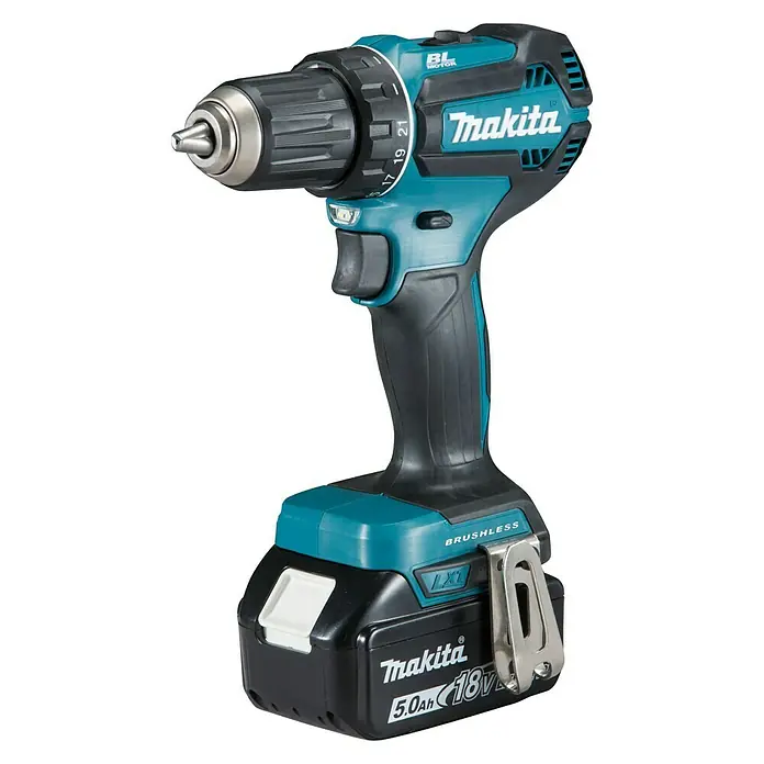 Makita Akku-Bohrschrauber DDF485RTJ - 18 V, 2 Akkus, 5 Ah, Leerlaufdrehzahl: 0 U/min - 1.900 U/min - Vorderansicht