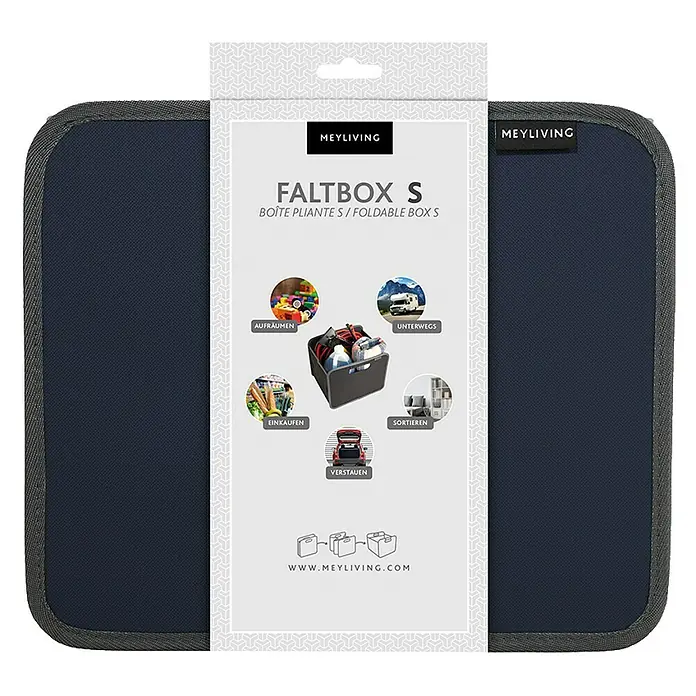 Meyliving Faltbox S - L x B x H: 27,5 x 26,5 x 32 cm, Dunkelblau - Vorderansicht