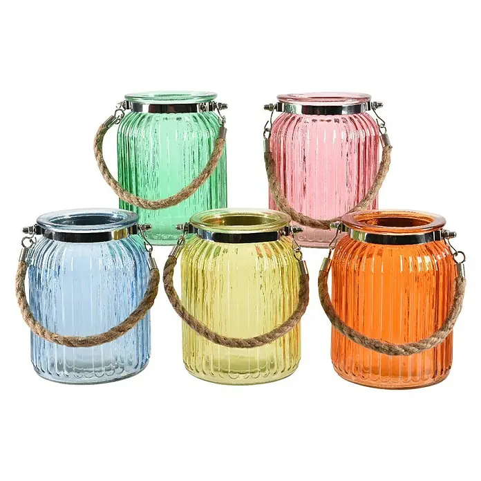 Portavelas cristal - L x An x Al: 11 x 11 x 14,5 cm, Colores surtidos