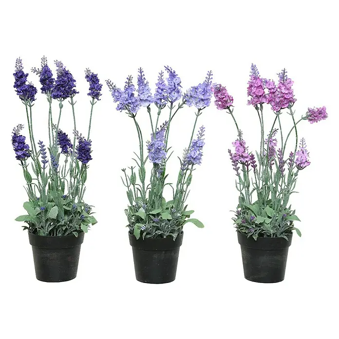 Planta artificial Lavanda variada - Altura: 38 cm, Varios colores, Plástico