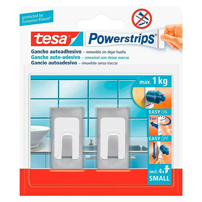 Tesa Powerstrips Gancho autoadhesivo Pequeño Rect - 2 ud.