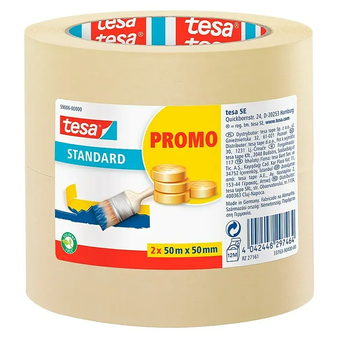Tesa Pack cintas de enmascarar Standard Promo - 2 ud., 50 m x 50 mm