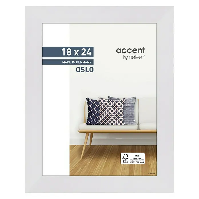 Accent Holzwechselrahmen Oslo - Weiß, 18 x 24 cm, MDF - Vorderansicht