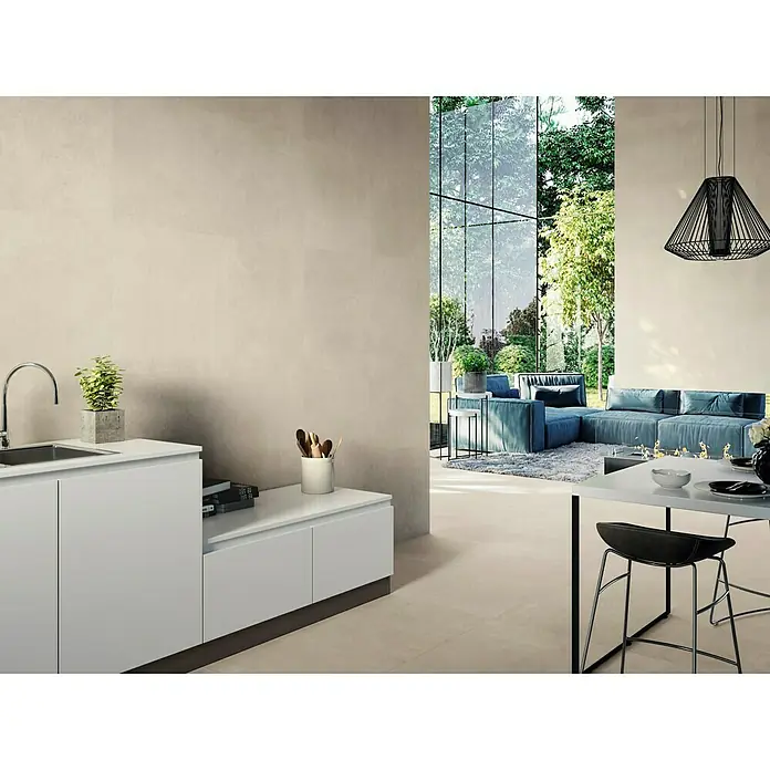 Feinsteinzeugfliese Arkety Slim - 59 x 120 cm, Grau, Matt - Anwendungsbeispiel